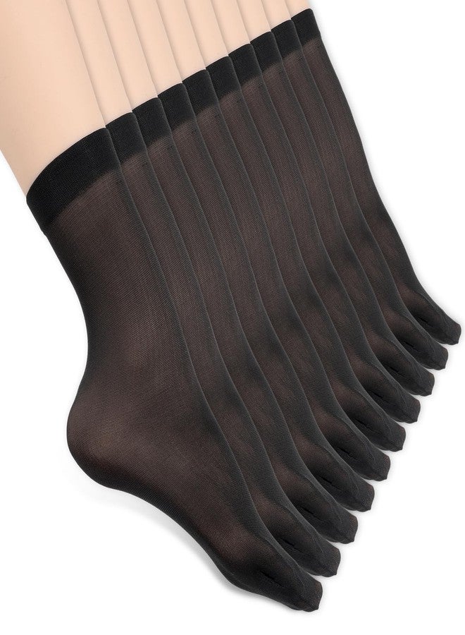 Exircy 10 Pairs Women's Ankle Socks Women Ankle Sheer Socks Black Thin Soft Reinforced Toes Premium Hosiery Stylish Breathable Sock for Women One Size - Image 1